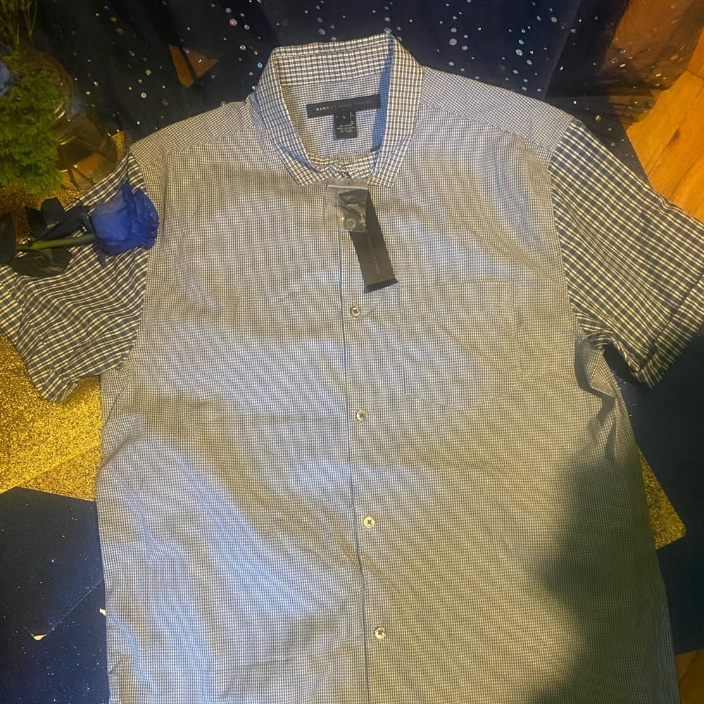 NWT MARC BY MARC JACOBS BLUE CHECK PRNT SUMMER LUX Shirt - Picture 4 of 11